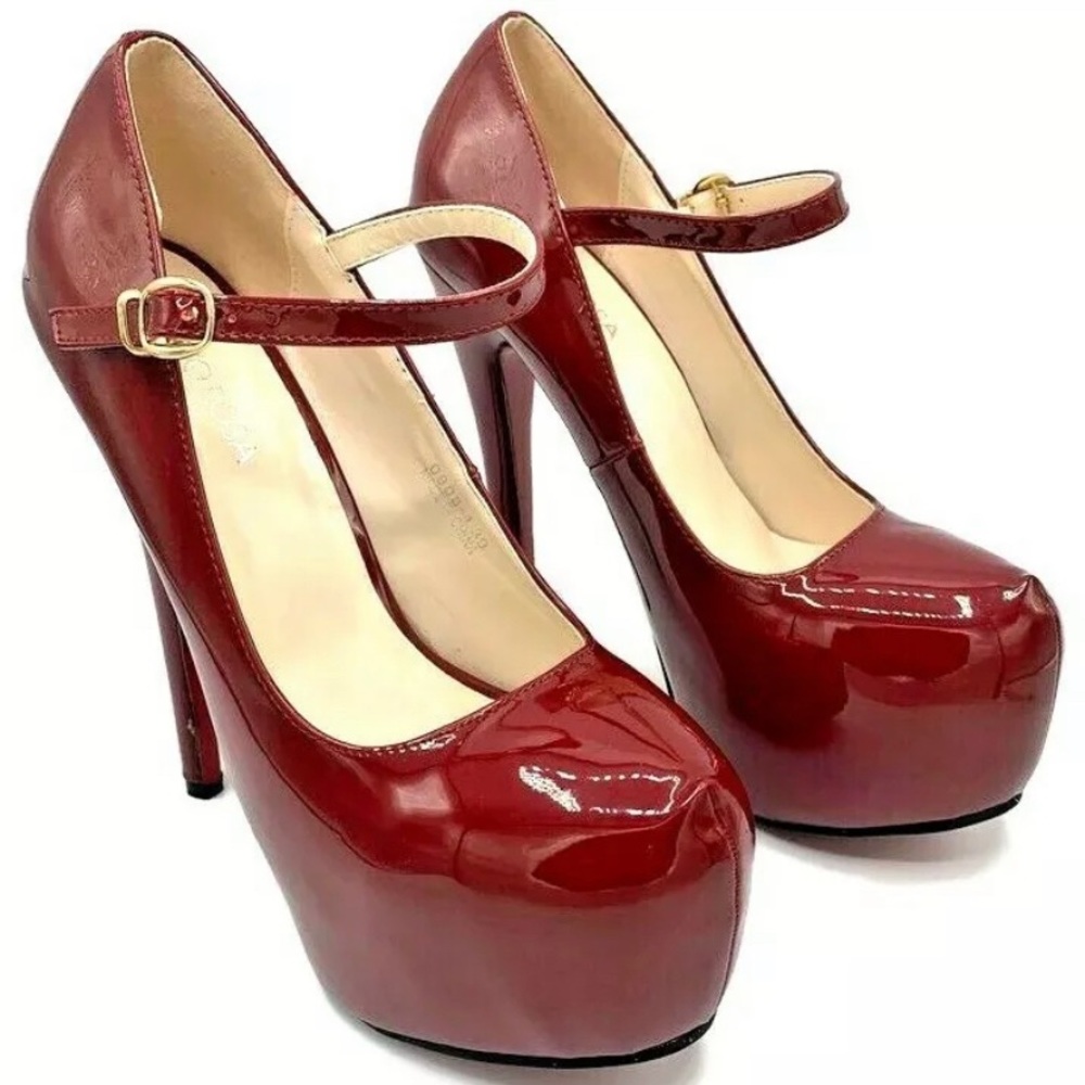 Vivo Rosa by Milano Patent Leather Maroon Platform